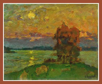 14002 Autumn evening" (oil on cardboard, 16"x20", 1983